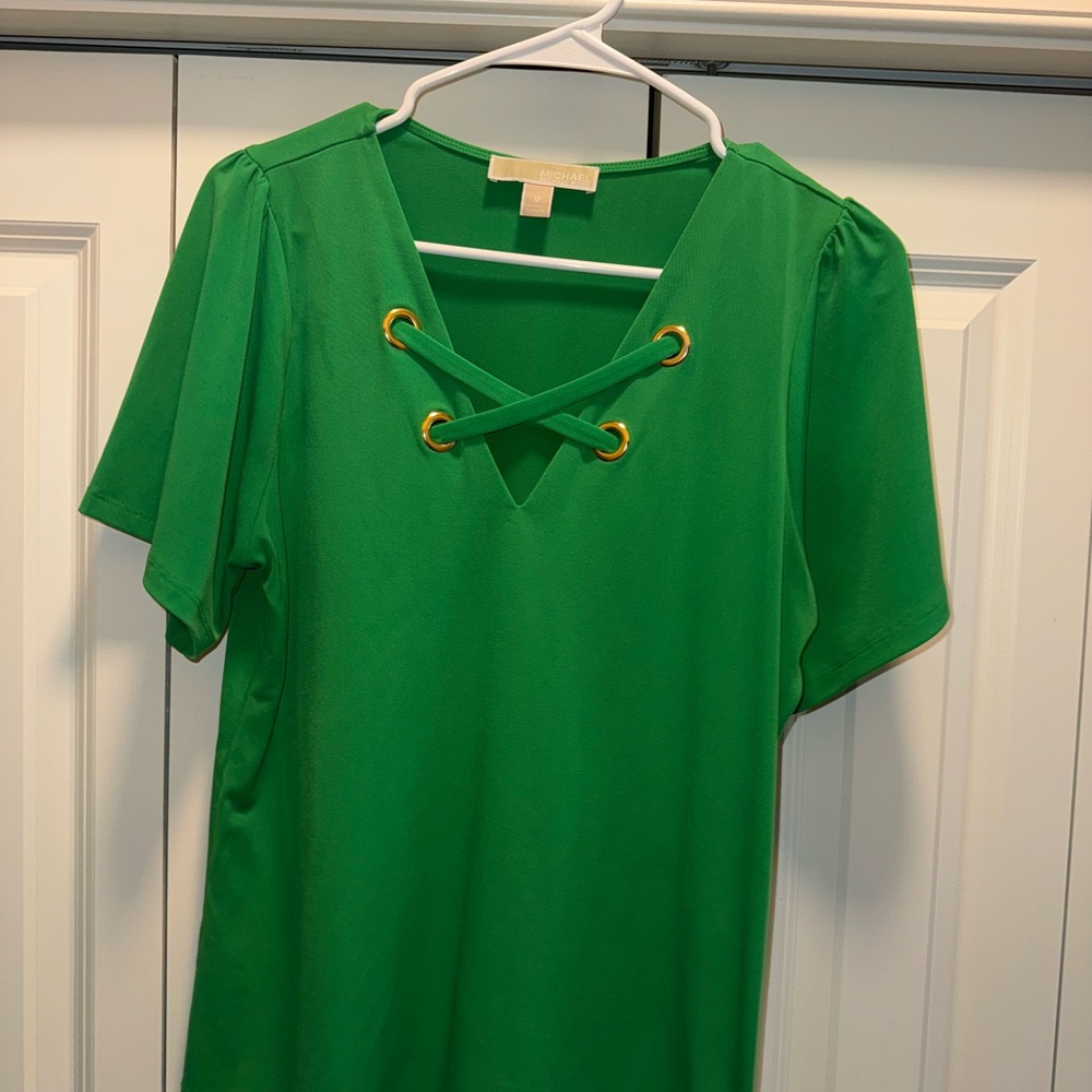 Michael Kors Green Tie Front Blouse